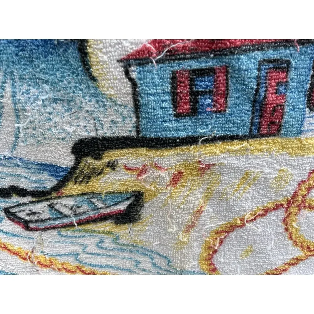 Cannon Light House Beach Towel Anchors Compass Boats All Cotton Terry 53x34 VTG